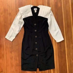 80s office power dress black/white 12